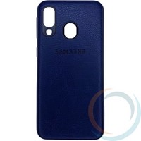 Накладка кожаная с логотипом для Samsung Galaxy A40 синяя