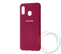 Накладка Silicone cover на Samsung Galaxy A20/A30 бордовая 42
