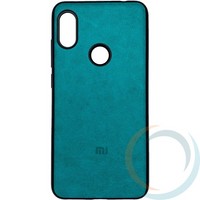 Накладка кожаная с логотипом для Xiaomi Redmi note 6 бирюзовая