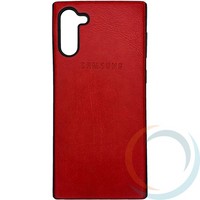 Накладка кожаная с логотипом для Samsung Galaxy Note 10 красная
