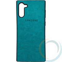 Накладка кожаная с логотипом для Samsung Galaxy Note 10 бирюзовая