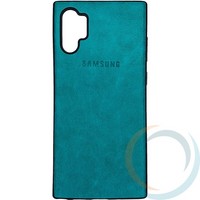 Накладка кожаная с логотипом для Samsung Galaxy Note 10 Pro бирюзовая
