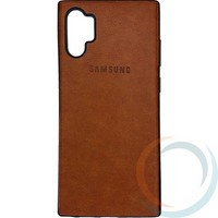 Накладка кожаная с логотипом для Samsung Galaxy Note 10 Pro коричнева