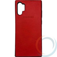 Накладка кожаная с логотипом для Samsung Galaxy Note 10 Pro красная