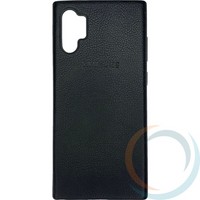 Накладка кожаная с логотипом для Samsung Galaxy Note 10 Pro чёрная