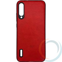 Накладка кожаная с логотипом для Xiaomi Mi A3/CC9E красная