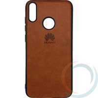 Накладка кожаная с логотипом для Huawei Honor 8C коричневая
