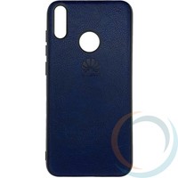 Накладка кожаная с логотипом для Huawei Honor 8C синяя