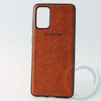 Накладка кожаная с логотипом для Samsung S11 коричневая