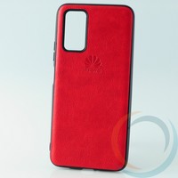 Накладка кожаная с логотипом для Huawei Honor v30 красная