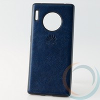 Накладка кожаная с логотипом для Huawei Mate 30 pro синяя