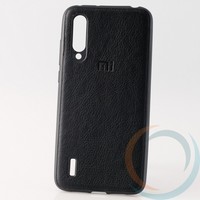 Накладка кожаная с логотипом для Xiaomi Mi 9 Lite чёрная