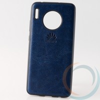 Накладка кожаная с логотипом для Huawei Mate 30 синяя