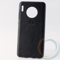 Накладка кожаная с логотипом для Huawei Mate 30 чёрная