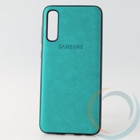 Накладка кожаная с логотипом для Samsung A70s бирюзовая