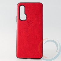Накладка кожаная с логотипом для Huawei Nova 6 красная