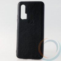 Накладка кожаная с логотипом для Huawei Nova 6 чёрная