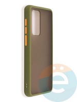 Накладка пластиковая с силиконовой окантовкой для Huawei P40 хаки