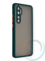 Накладка пластиковая матовая с силиконовой окантовкой с защищенной камерой для Xiaomi Mi Note 10 Lite зелная