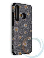 Накладка силиконовая с ромашками для Huawei Honor 10 Lite/P Smart 2019 серебристая
