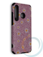 Накладка силиконовая с ромашками для Huawei Honor 20 Lite розовая