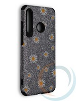 Накладка силиконовая с ромашками для Huawei Honor 20 Lite серебристая