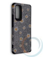 Накладка силиконовая с ромашками для Huawei Honor 30 Pro серебристая