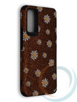 Накладка силиконовая с ромашками для Huawei Honor 30 коричневая