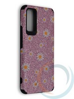 Накладка силиконовая с ромашками для Huawei Honor 30 розовая