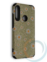 Накладка силиконовая с ромашками для Huawei Honor 8A/Y6 2019 золотистая