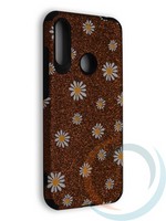 Накладка силиконовая с ромашками для Huawei Honor 8A/Y6 2019 коричневая