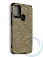 Накладка силиконовая с ромашками для Huawei Honor 9A золотистая