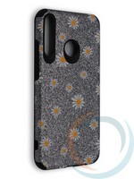 Накладка силиконовая с ромашками для Huawei Honor 9C серебристая