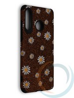 Накладка силиконовая с ромашками для Huawei Honor P30 Lite коричневая
