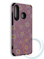 Накладка силиконовая с ромашками для Huawei Honor P30 Lite розовая