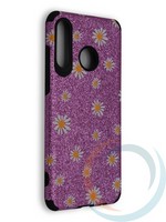 Накладка силиконовая с ромашками для Huawei Honor P30 Lite фиолетовая