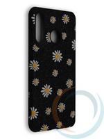 Накладка силиконовая с ромашками для Huawei Honor P30 Lite черная