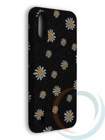 Накладка силиконовая с ромашками для Samsung Galaxy A01 черная