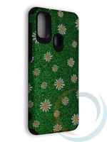 Накладка силиконовая с ромашками для Samsung Galaxy A21S/M21 зеленая