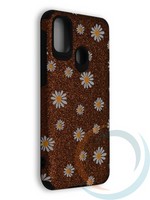 Накладка силиконовая с ромашками для Samsung Galaxy A21S/M21 коричневая