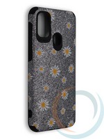 Накладка силиконовая с ромашками для Samsung Galaxy A21S/M21 серебристая