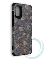 Накладка силиконовая с ромашками для Samsung Galaxy A31 серебристая
