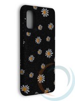 Накладка силиконовая с ромашками для Samsung Galaxy A41 черная