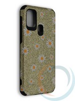Накладка силиконовая с ромашками для Samsung Galaxy M31 золотистая