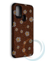 Накладка силиконовая с ромашками для Samsung Galaxy M31 коричневая