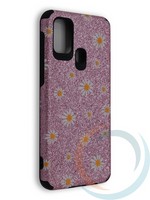 Накладка силиконовая с ромашками для Samsung Galaxy M31 розовая
