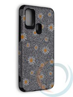 Накладка силиконовая с ромашками для Samsung Galaxy M31 серебристая