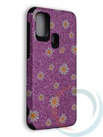 Накладка силиконовая с ромашками для Samsung Galaxy M31 фиолетовая