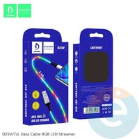 USB кабель Denmen D25V светящийся на Micro USB 2.4A 1м зеленый