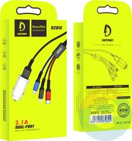 СЗУ Denmen DC01E 2.4A + кабель 3 in 1 Type-C Lightning Micro USB белое